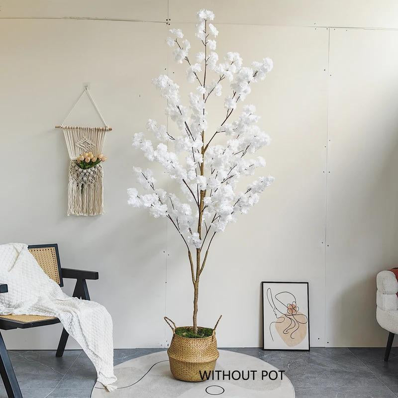 100-220Cm New Artificial Cherry Tree Plant Natural Trunk Silk Fake Leave Ornament Outdoor Faux Plant for Wedding Home Room Decor