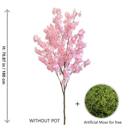 100-220Cm New Artificial Cherry Tree Plant Natural Trunk Silk Fake Leave Ornament Outdoor Faux Plant for Wedding Home Room Decor