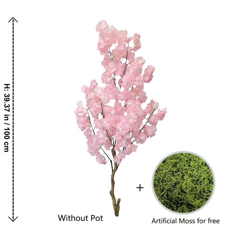 100-220Cm New Artificial Cherry Tree Plant Natural Trunk Silk Fake Leave Ornament Outdoor Faux Plant for Wedding Home Room Decor