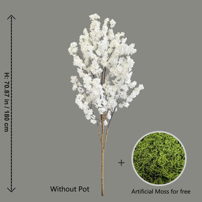 100-220Cm New Artificial Cherry Tree Plant Natural Trunk Silk Fake Leave Ornament Outdoor Faux Plant for Wedding Home Room Decor