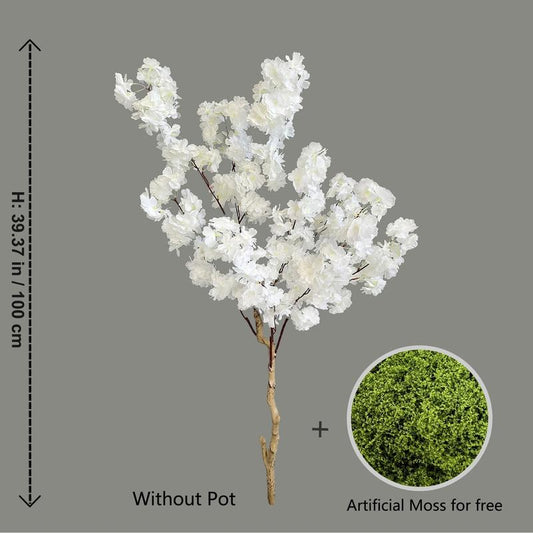 100-220Cm New Artificial Cherry Tree Plant Natural Trunk Silk Fake Leave Ornament Outdoor Faux Plant for Wedding Home Room Decor