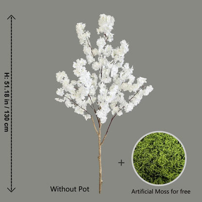100-220Cm New Artificial Cherry Tree Plant Natural Trunk Silk Fake Leave Ornament Outdoor Faux Plant for Wedding Home Room Decor