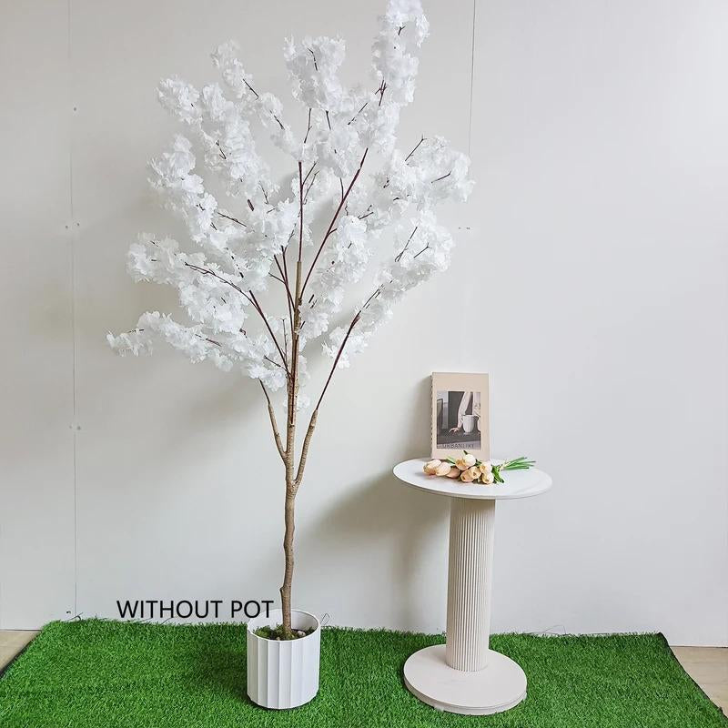 100-220Cm New Artificial Cherry Tree Plant Natural Trunk Silk Fake Leave Ornament Outdoor Faux Plant for Wedding Home Room Decor