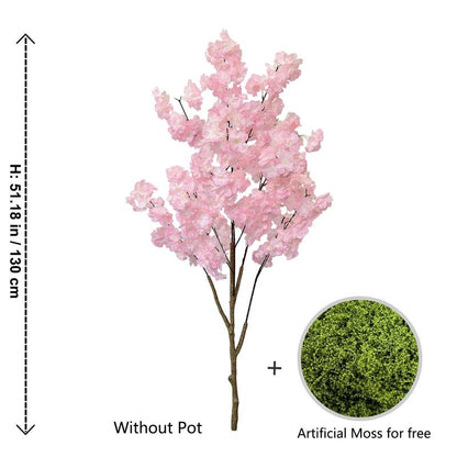 100-220Cm New Artificial Cherry Tree Plant Natural Trunk Silk Fake Leave Ornament Outdoor Faux Plant for Wedding Home Room Decor
