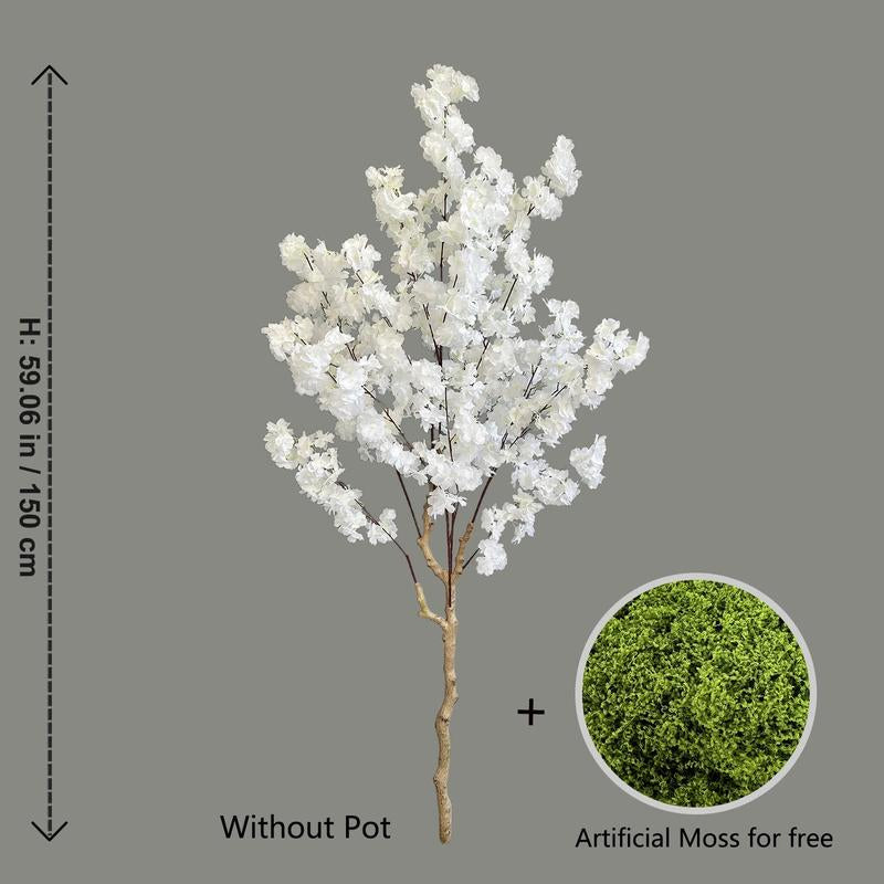 100-220Cm New Artificial Cherry Tree Plant Natural Trunk Silk Fake Leave Ornament Outdoor Faux Plant for Wedding Home Room Decor