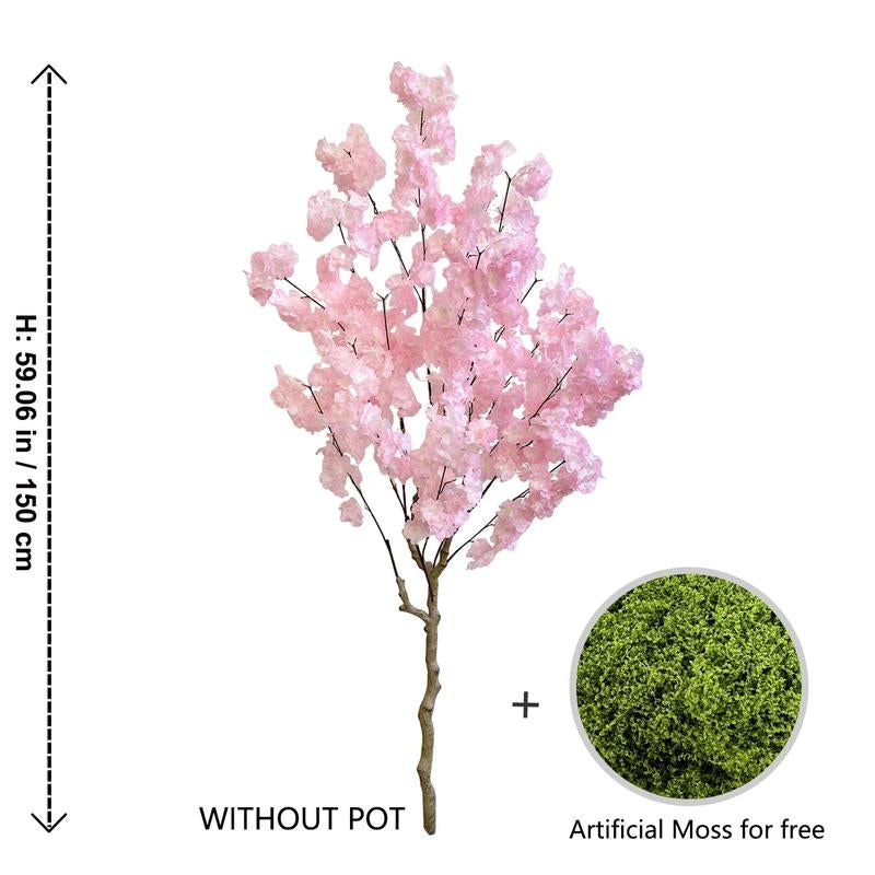 100-220Cm New Artificial Cherry Tree Plant Natural Trunk Silk Fake Leave Ornament Outdoor Faux Plant for Wedding Home Room Decor